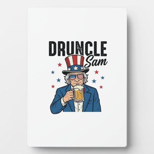 Druncle Sam Grappig Patriottisch Bier Vector Desig Fotoplaat (voorkant)