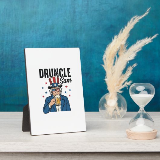 Druncle Sam Grappig Patriottisch Bier Vector Desig Fotoplaat (Zijkant)