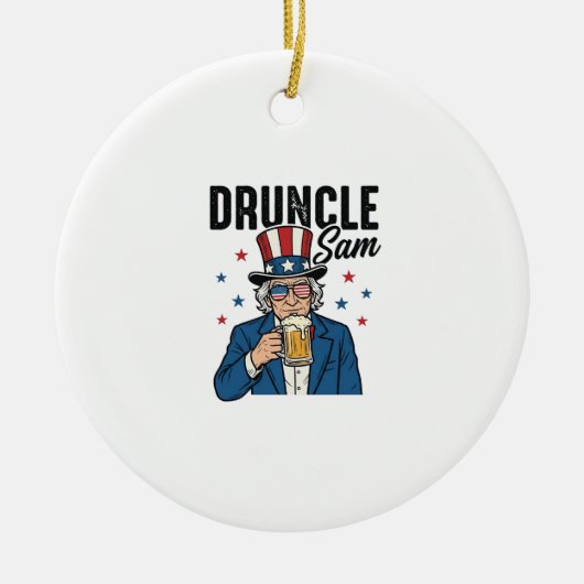 Druncle Sam Grappig Patriottisch Bier Vector Desig Keramisch Ornament (Voorkant)