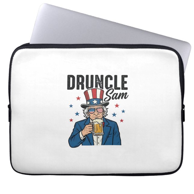 Druncle Sam Grappig Patriottisch Bier Vector Desig Laptop Sleeve (Voorkant)