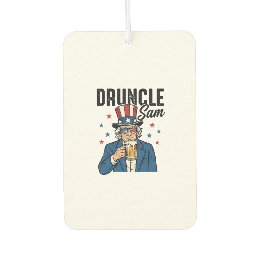 Druncle Sam Grappig Patriottisch Bier Vector Desig Luchtverfrisser (Voorkant)