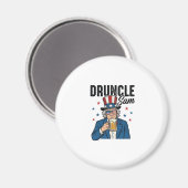 Druncle Sam Grappig Patriottisch Bier Vector Desig Magneet (Voorkant / Achterkant)