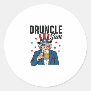 Druncle Sam Grappig Patriottisch Bier Vector Desig Ronde Sticker