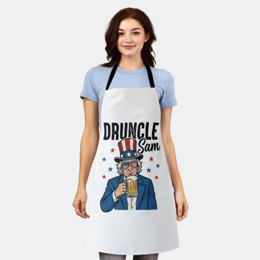 Druncle Sam Grappig Patriottisch Bier Vector Desig Schort (Gedragen)