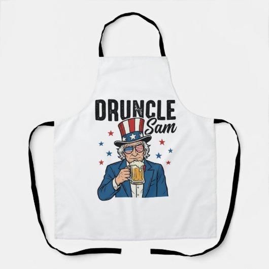 Druncle Sam Grappig Patriottisch Bier Vector Desig Schort (Voorkant)
