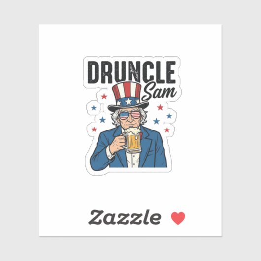 Druncle Sam Grappig Patriottisch Bier Vector Desig Sticker (Vel)
