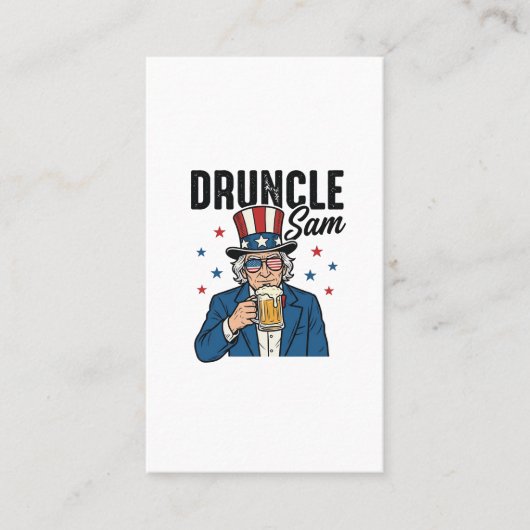 Druncle Sam Grappig Patriottisch Bier Vector Desig Visitekaartje (Voorkant)