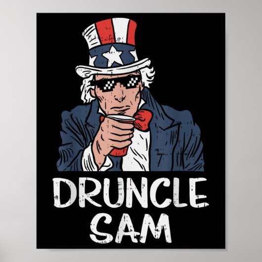 Druncle Sam Grappig Uncle Sam Beer 4th of July Par Poster (Voorkant)