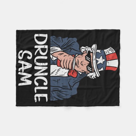 Druncle Sam Grappige Oom Sam Bier 4 juli Feest Fleece Deken (Voorkant (Horizontaal))