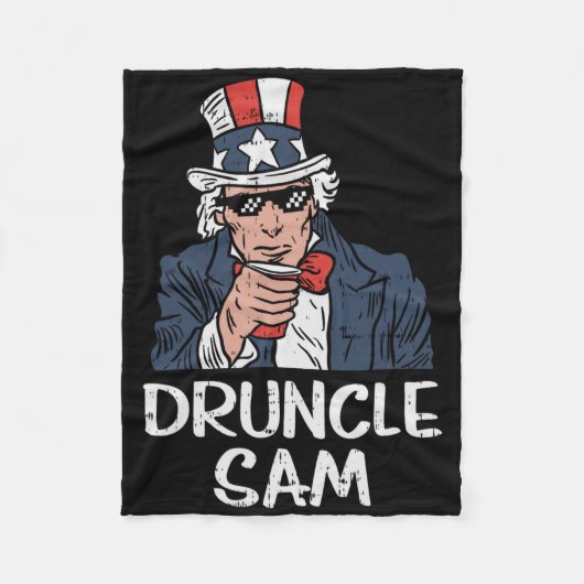 Druncle Sam Grappige Oom Sam Bier 4 juli Feest Fleece Deken (Voorkant)