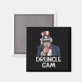 Druncle Sam Grappige Oom Sam Bier 4 juli Feest Magneet (Voorkant / Achterkant)