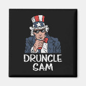 Druncle Sam Grappige Oom Sam Bier 4 juli Feest Magneet (Voorkant)