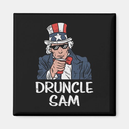 Druncle Sam Grappige Oom Sam Bier 4 juli Feest Magneet (Voorkant)