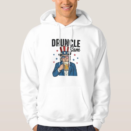 Druncle Sam Grappige Patriottische Bier Vector Des Hoodie (Voorkant)