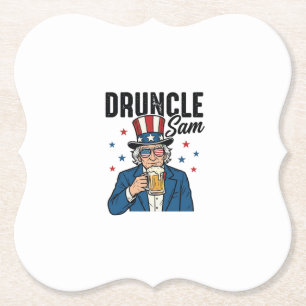 Druncle Sam Grappige Patriottische Bier Vector Des Kartonnen Onderzetters