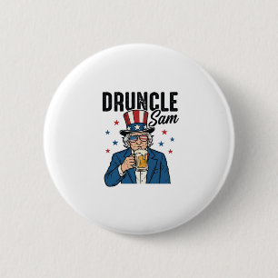 Druncle Sam Grappige Patriottische Bier Vector Des Ronde Button 5,7 Cm