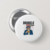 Druncle Sam Grappige Patriottische Bier Vector Des Ronde Button 5,7 Cm (Voorkant /achterkant)