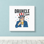 Druncle Sam Grappige Patriottische Bier Vector Ont Canvas Afdruk (Insitu (Houten vloer))