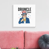 Druncle Sam Grappige Patriottische Bier Vector Ont Canvas Afdruk (Insitu (Woonkamer))