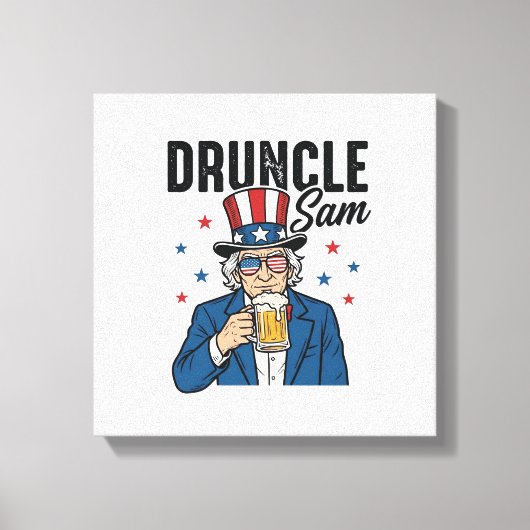 Druncle Sam Grappige Patriottische Bier Vector Ont Canvas Afdruk (Voorkant)