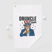 Druncle Sam Grappige Patriottische Bier Vector Ont Golfhanddoek (Insitu)