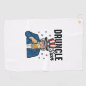 Druncle Sam Grappige Patriottische Bier Vector Ont Golfhanddoek (Horizontaal)