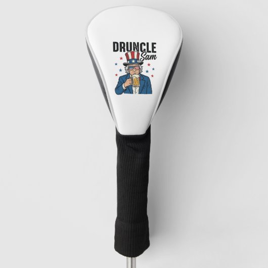 Druncle Sam Grappige Patriottische Bier Vector Ont Golfheadcover (Voorkant)