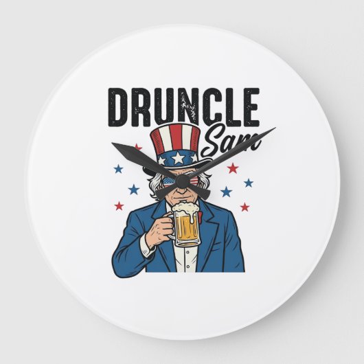 Druncle Sam Grappige Patriottische Bier Vector Ont Grote Klok (Voorkant)