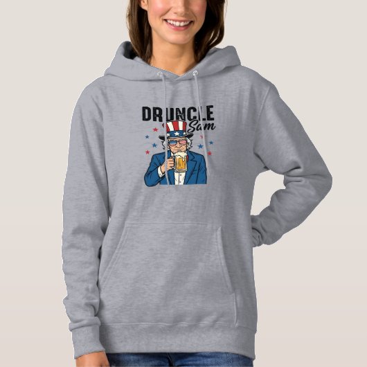 Druncle Sam Grappige Patriottische Bier Vector Ont Hoodie (Voorkant)