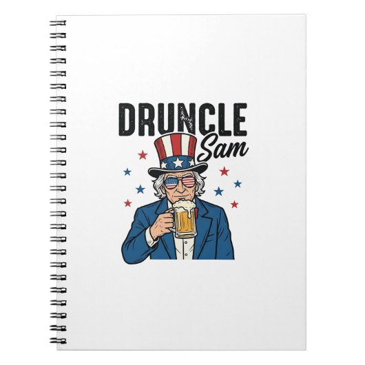 Druncle Sam Grappige Patriottische Bier Vector Ont Notitieboek (Voorkant)