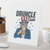 Druncle Sam Grappige Patriottische Bier Vector Ont Reclamebord Met Voetstuk (Insitu)