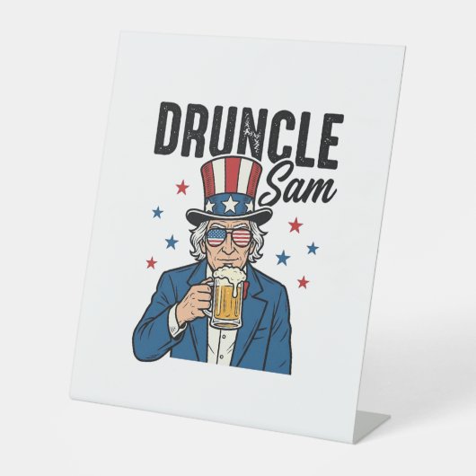 Druncle Sam Grappige Patriottische Bier Vector Ont Reclamebord Met Voetstuk (Voorkant)