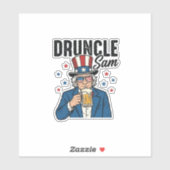 Druncle Sam Grappige Patriottische Bier Vector Ont Sticker (Vel)