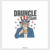 Druncle Sam Grappige Patriottische Bier Vector Ont Sticker (Vel)