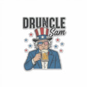 Druncle Sam Grappige Patriottische Bier Vector Ont Sticker (Voorkant)