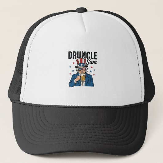 Druncle Sam Grappige Patriottische Bier Vector Ont Trucker Pet (Voorkant)