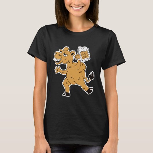 Drunk brown camel with beer for party holidays t-shirt (Voorkant)