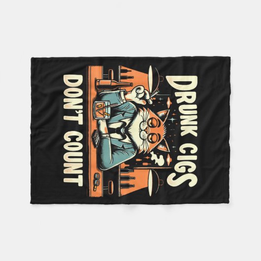 Drunk Cigs Don't Count Funny Cigarette Humor Smoki Fleece Deken (Voorkant (Horizontaal))