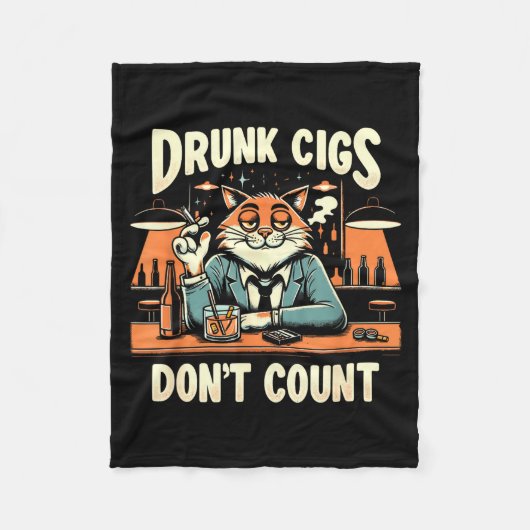 Drunk Cigs Don't Count Funny Cigarette Humor Smoki Fleece Deken (Voorkant)