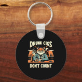 Drunk Cigs Don't Count Funny Cigarette Humor Smoki Sleutelhanger (Voorkant)