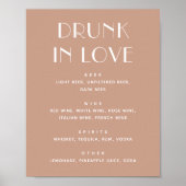 Drunk In Love. Bleek roze moderne bruiloft drinken Poster (Voorkant)