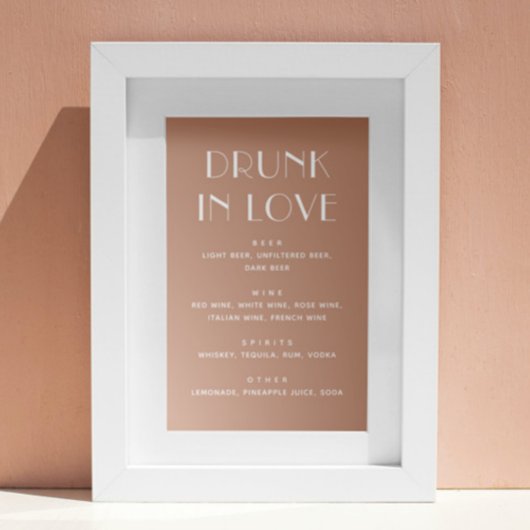 Drunk In Love. Bleek roze moderne bruiloft drinken Poster