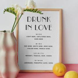 Drunk In Love. Minimalistische moderne bruiloft dr Poster