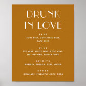 Drunk In Love. Mosterdgeel bruiloft drinken Poster (Voorkant)