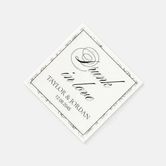 Drunk in Love Script Floral Wedding Custom  Servet (Hoek)