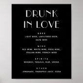 Drunk In Love. Zwart minimalistische bruiloft drin Poster (Voorkant)