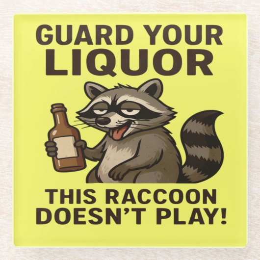 Drunk Raccoon Glazen Onderzetter (Voorkant)