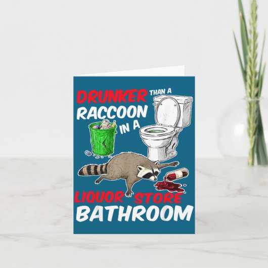 Drunk Raccoon In A Liquor Store Bathroom Funny Rac Kaart (Voorkant)