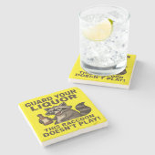 Drunk Raccoon Stone Coaster Stenen Onderzetter (Zijkant)