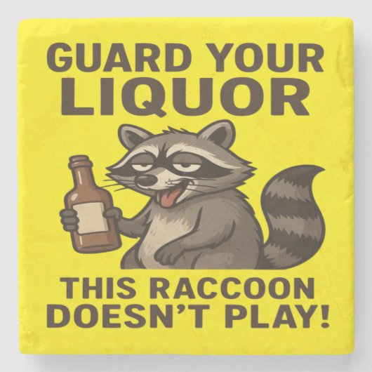 Drunk Raccoon Stone Coaster Stenen Onderzetter (Voorkant)